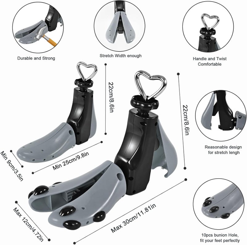 eachway Shoe Stretcher Women Men Professional Boot Stretcher Adjustable Width Length for Wide Feet (L (Wm's 11-14;men's 10-14) Grey1pcs) - Image 2